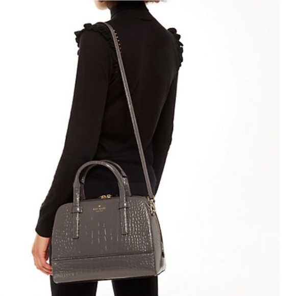 Kate Spade Gray Croc-Embossed Satchel with Gold Hardware  NWOT - Picture 10 of 14